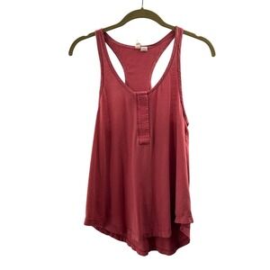 Womens Pink Racerback Tank Top XS Mauve Lightweight Casual Sleeveless Button